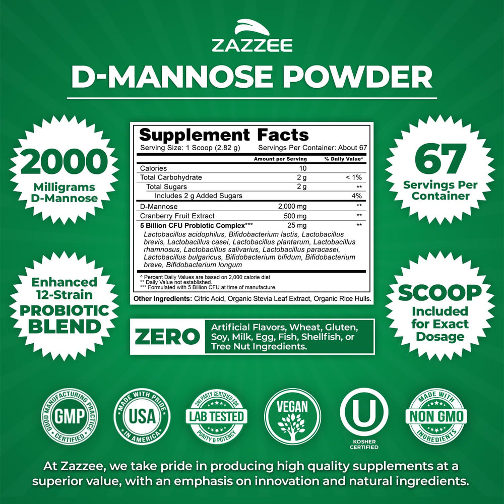 Zazzee Probiotics Blend with 12 strains to complement urinary health.