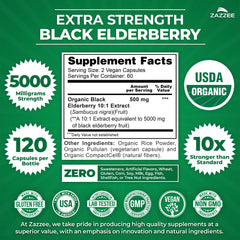 Close-up of 5000 mg elderberry capsules