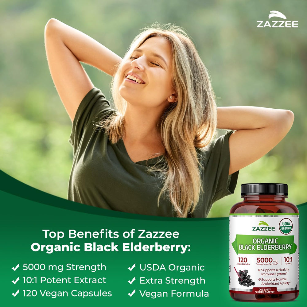 120 vegan elderberry capsules showing 2-month supply