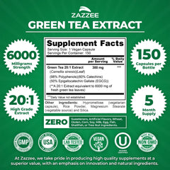 Close-up of 6000 mg strength per Green Tea Extract capsule