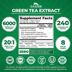 Close-up of Zazzee Green Tea Extract capsule (6000 mg)