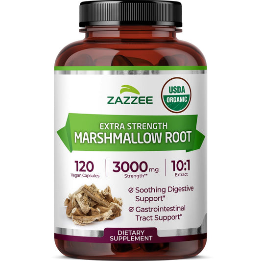 Zazzee Marshmallow Root 10:1 Extract – 3000 mg per capsule bottle