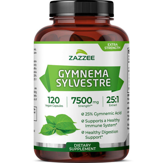 Zazzee Organic Gymnema Sylvestre 25:1 Extract bottle with 120 capsules