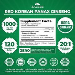Capsules of Zazzee Organic Red Korean Panax Ginseng