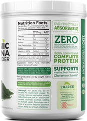Sealed, air-tight container helps preserve Zazzee Organic Spirulina Powder freshness.
