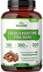Front view of Zazzee Pine Bark bottle