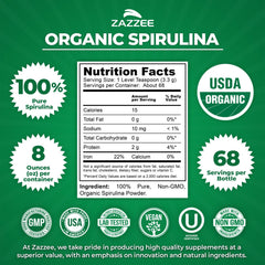 Close-up of spirulina powder container