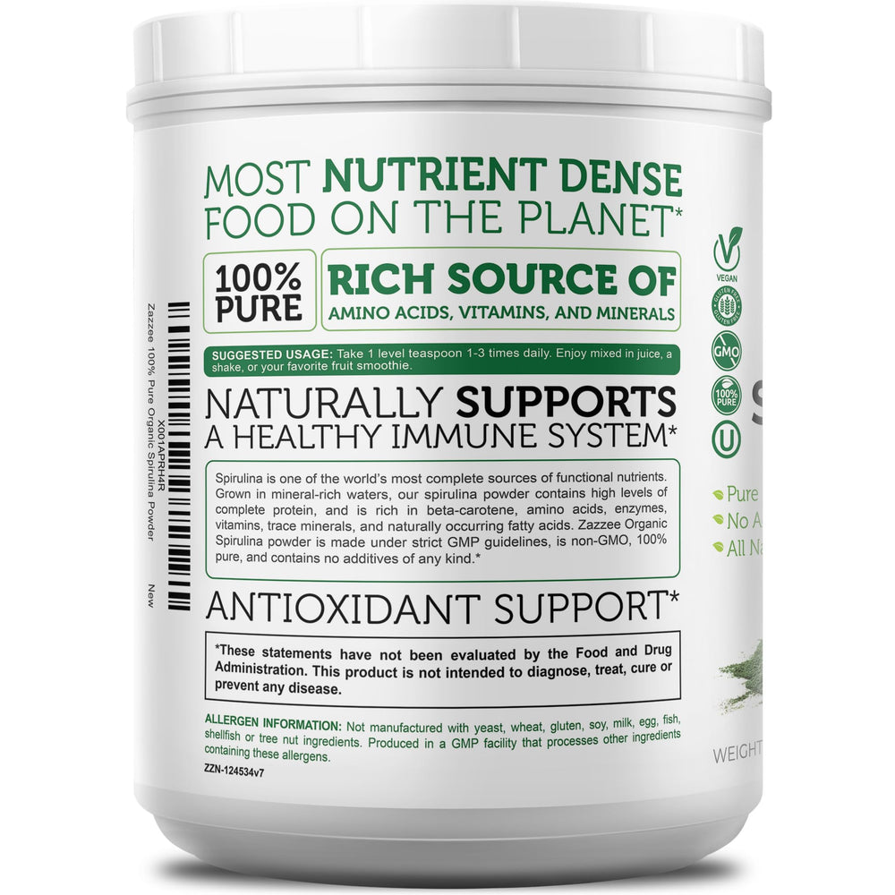 Wide-mouth container for easy access to spirulina powder