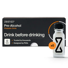 Front view of ZBiotics 6-pack (six 0.5 fl oz bottles)