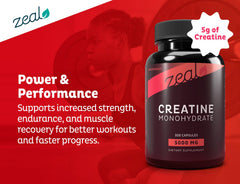 Packaging and bottle of Zeal Creatine Monohydrate