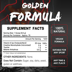 Back label with supplement facts and ingredients
