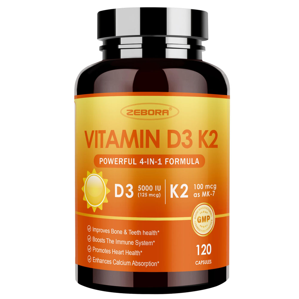 ZEBORA Vitamin D3+K2 bottle front view