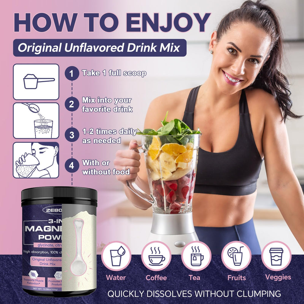Nutrition label for ZEBORA Magnesium Powder