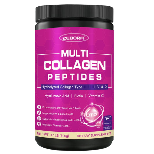 ZEBORA Multi Collagen Peptides Powder 50 Servings front view