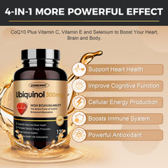 Graphic showing heart health support with ubiquinol