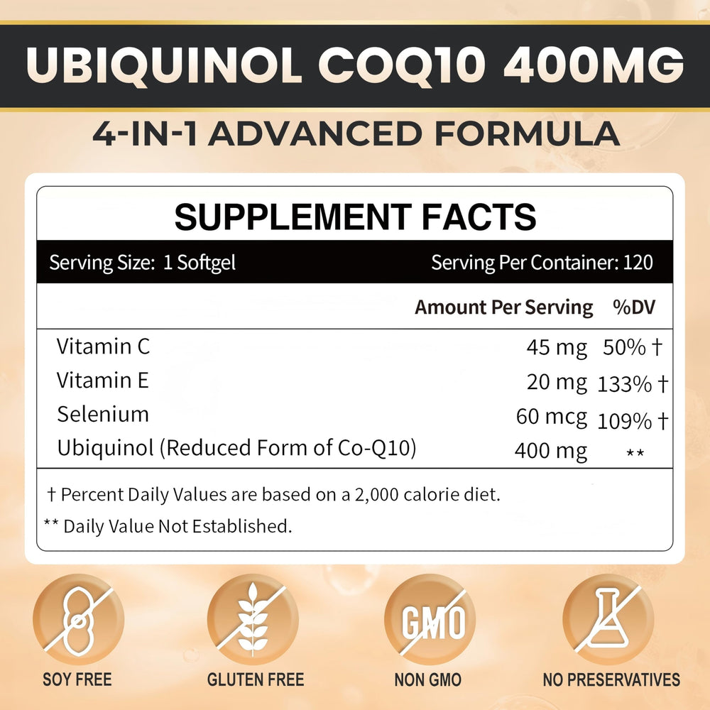 CoQ10 with Vitamin C, Vitamin E, and Selenium support