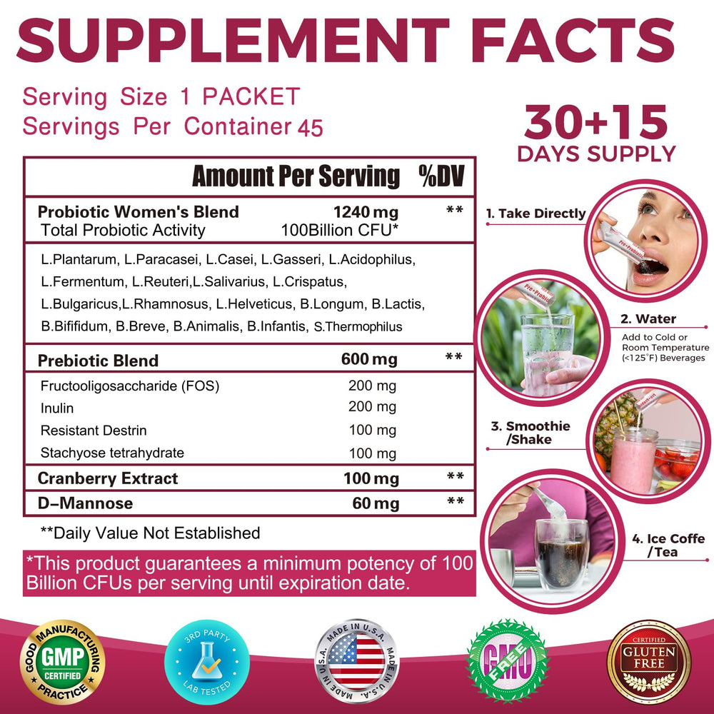 Close-up of 100 Billion CFUs and 19 probiotic strains on label