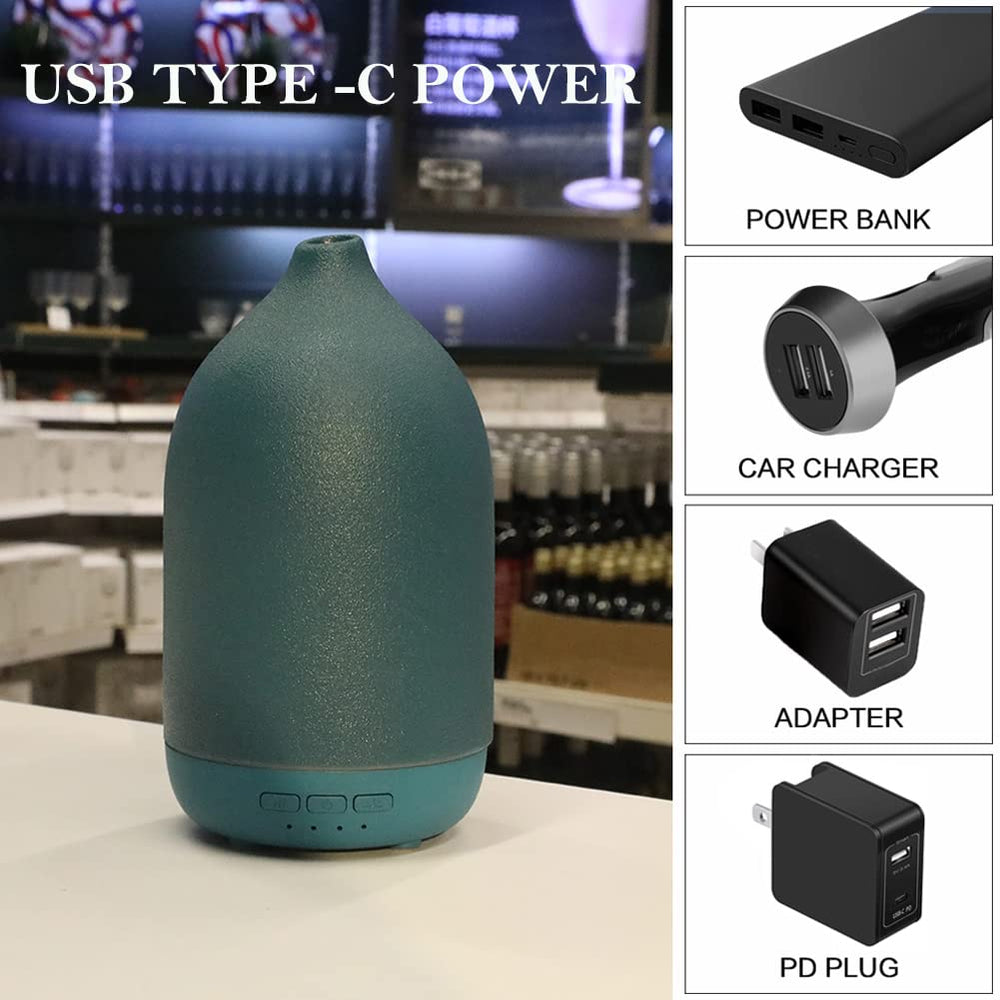 Diffuser connected to power source via USB-C cable