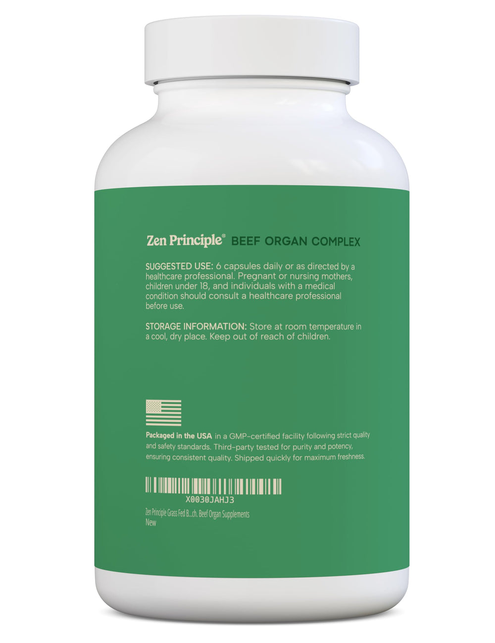 Zen Principle beef pancreas capsules offer B vitamins for steady energy.