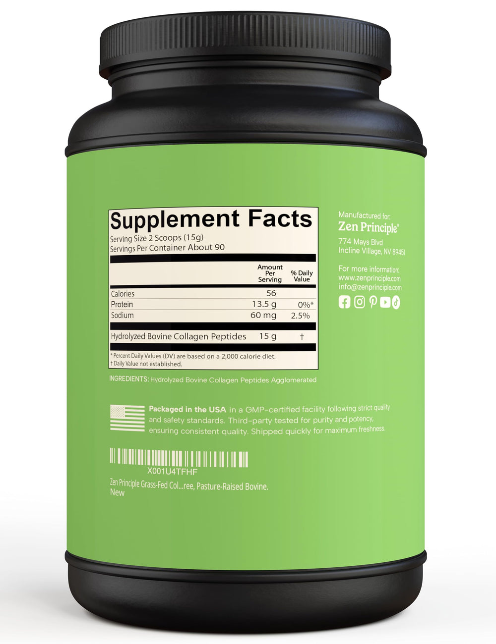 Scoop of hydrolyzed collagen powder