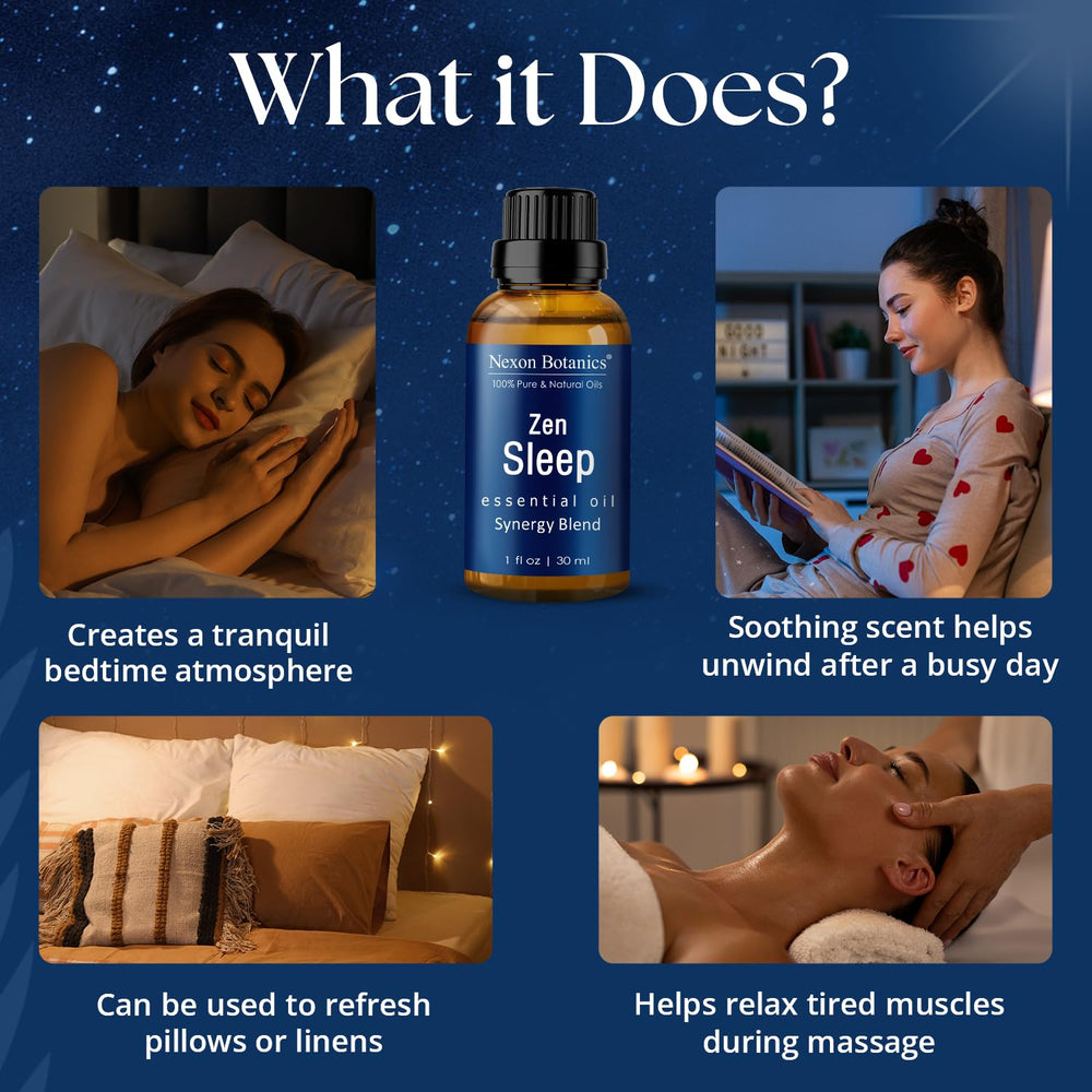Diffuser emitting calming aroma using Zen Sleep essential oil blend