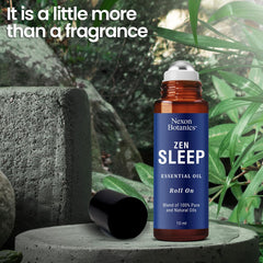 Relaxing spa-like scene with Zen Sleep Roll-On on a wooden surface