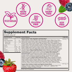 Illustration of 70+ superfoods and ingredients in Zena Greens blend