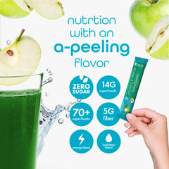 Blends and ingredients in Zena Organic Super Greens: greens, fruits, vegetables, herbs