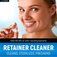 Close-up of ZENGATE dissolving tablets for dentures and aligners