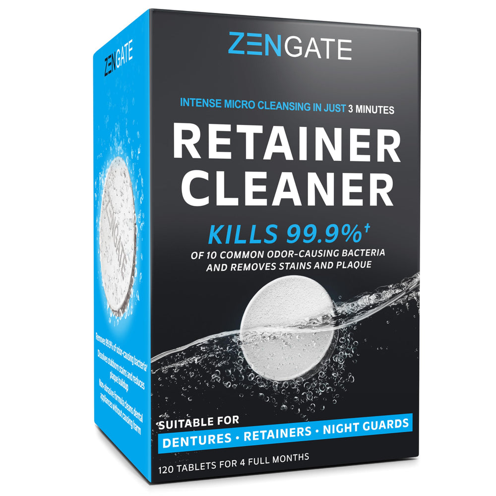 ZENGATE Retainer Cleaner tablets bottle and packaging