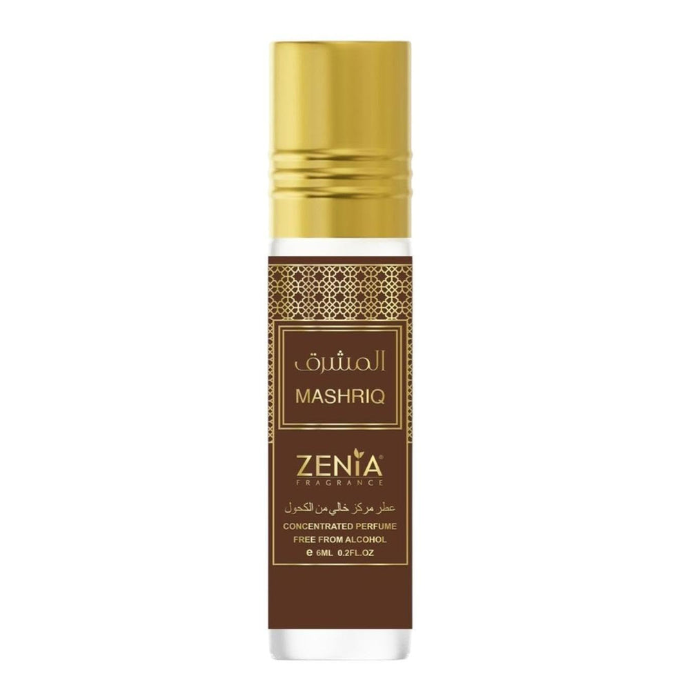 Compact 6ml travel-friendly roll-on packaging for Zenia Mashriq