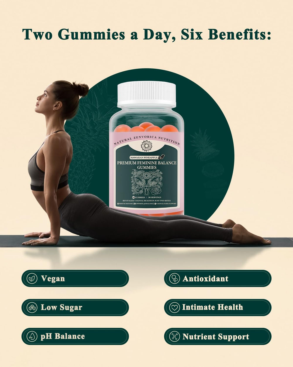 Vegan probiotic gummies for pH balance and odor support