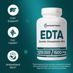 Zeolite clinoptilolite powder beside EDTA capsules