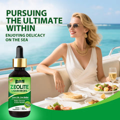 Close-up of Zeolite Detox Drops bottle and label