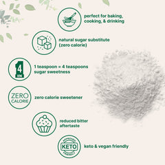 Zero calorie keto friendly sugar substitute made from stevia and erythritol
