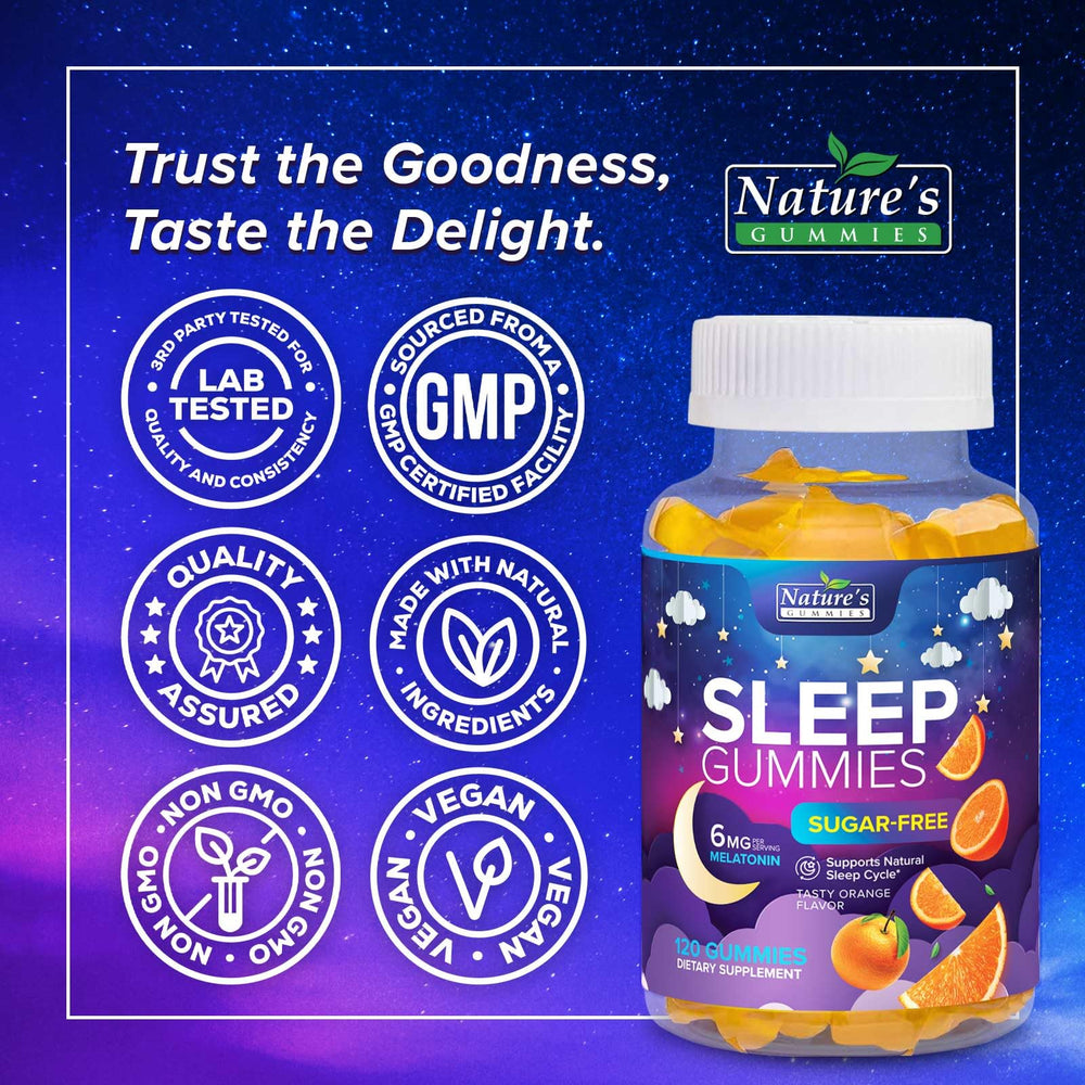 Packaging showing zero sugar claim for melatonin gummies