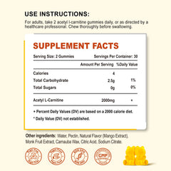 Two Zetelixia mango flavor Acetyl L-Carnitine Gummies bottles