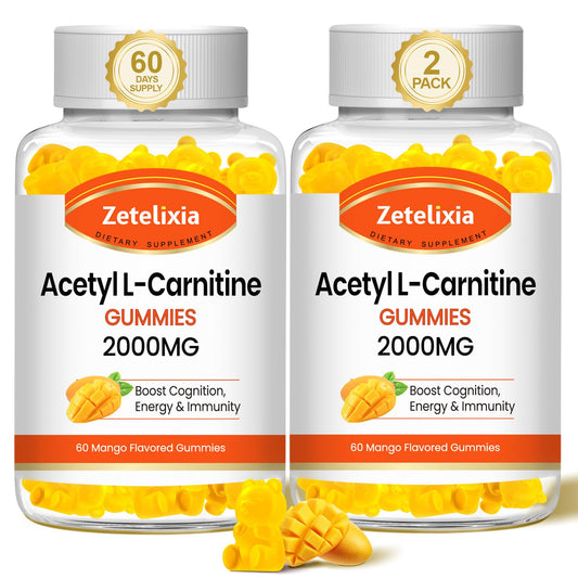 Zetelixia Acetyl L-Carnitine Gummies 2-Pack mango flavor bottle front