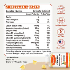 Zetelixia Calcium Gummies product label