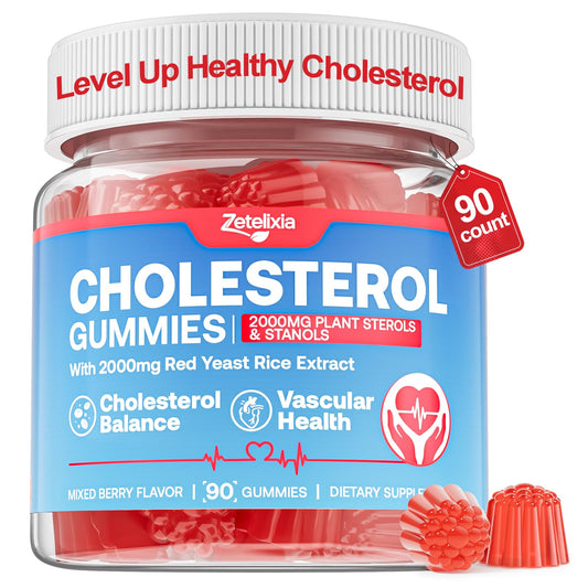 Zetelixia cholesterol-lowering gummies bottle with mixed berry flavor