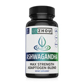 Bottle of Zhou Ashwagandha 1200 mg with black pepper and 60 vegan capsules