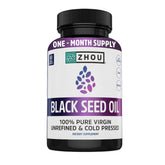 Bottle of ZHOU Black Seed Oil Capsules (60 count) with label