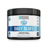 Front view of Zhou Daily Blues Blue Spirulina Powder container