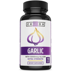 Zhou Garlic with Allicin odorless supplement bottle and tablets