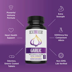 Graphic showing 415 mg garlic extract per tablet