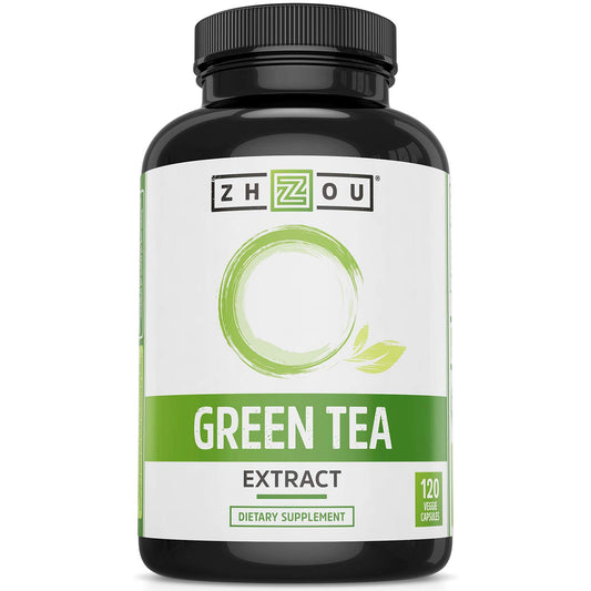 Zhou Nutrition Green Tea Extract supplement bottle with 120 vegan capsules