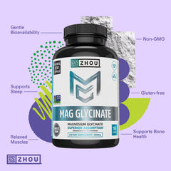 Graphic highlighting sleep support from magnesium glycinate