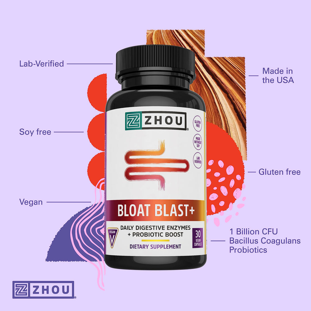 Illustration of digestive enzymes and probiotics concept