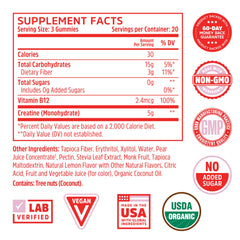 Nutrition label and ingredients for ZHOU Creatine Monohydrate Chewables