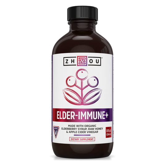 Bottle of Zhou Nutrition Elder-Mune+ Syrup 8 oz